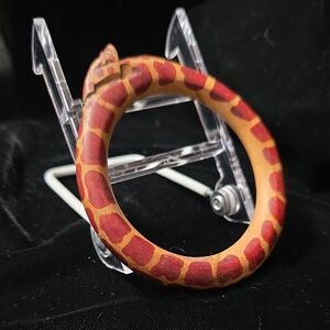 Wooden Giraffe Bracelet #1, Handmade, Tan & Brown, Vintage, 1998, Uganda